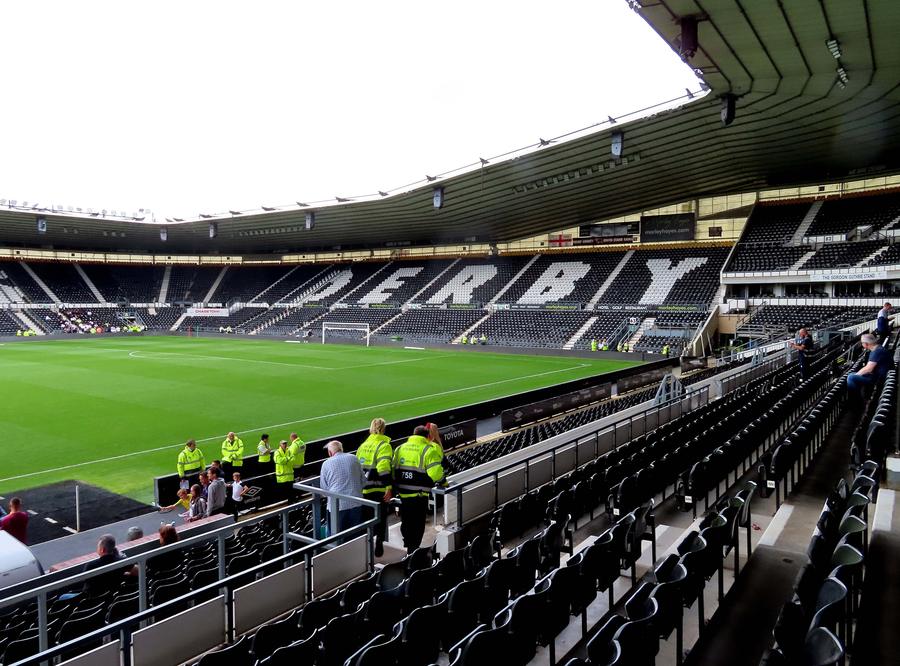 The South Stand seats spelling DERBY