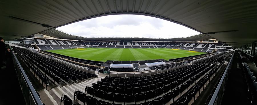 Panoramic view inside Pride Park Stadium